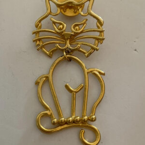 Kitty Cat Dangle Hanging Brooch Pin Feline Movable Figural Kitty Pin