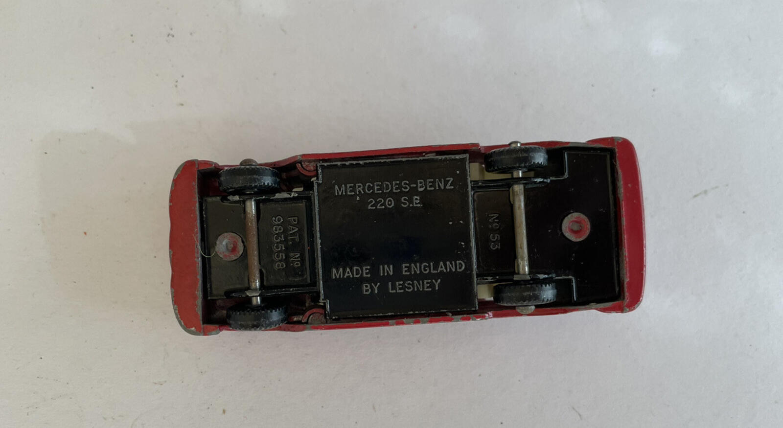 Matchbox Lesney No 53 Mercedes-Benz 220 SE Diecast Car Cherry Red Vintage - Image 10
