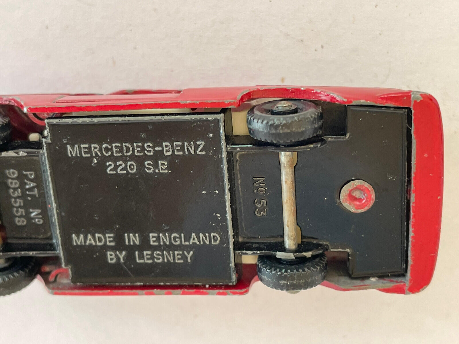 Matchbox Lesney No 53 Mercedes-Benz 220 SE Diecast Car Cherry Red Vintage - Image 11