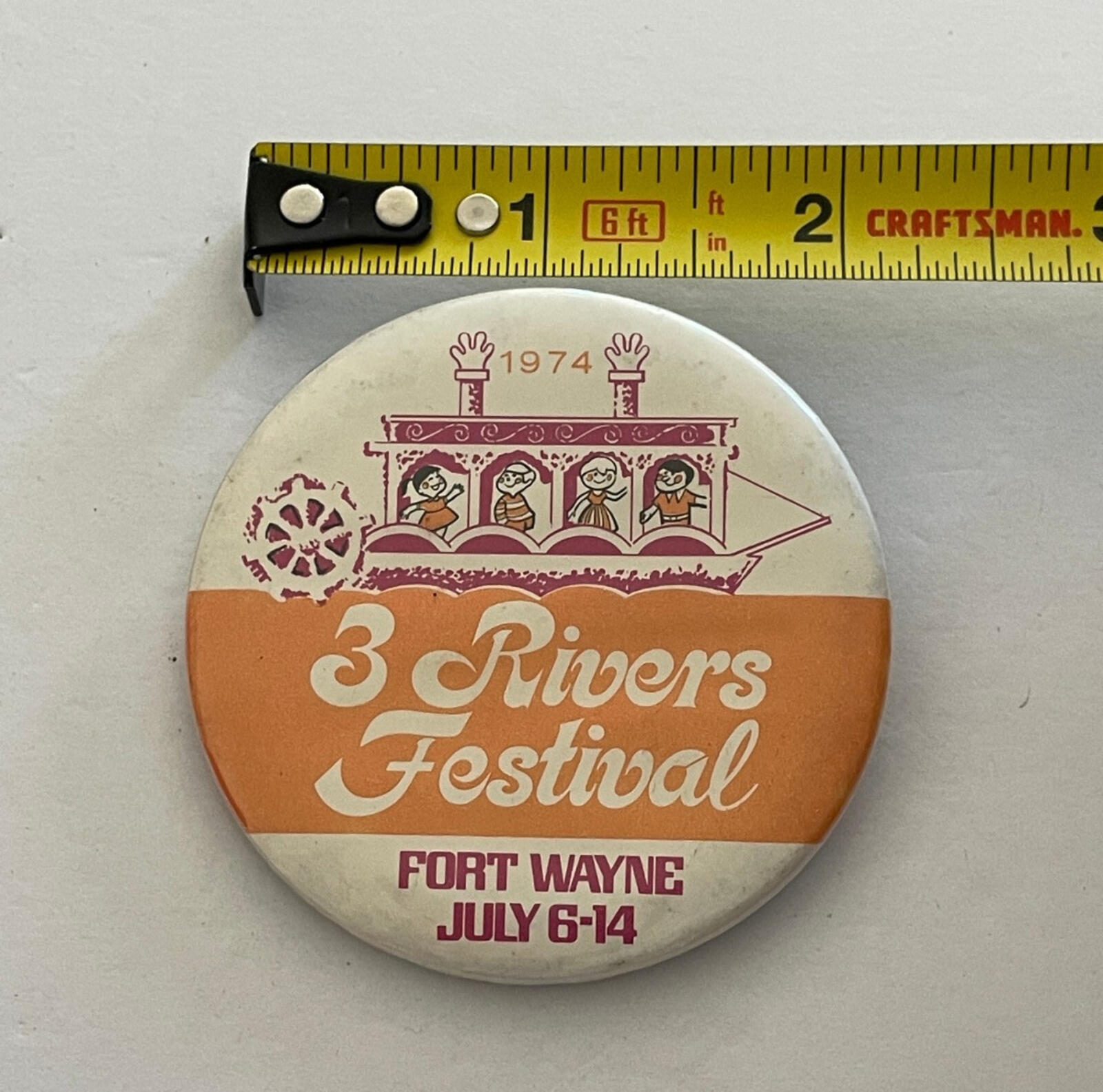 3 Rivers Festival Fort Wayne July 6-14 Button Pin 1974 Button Vintage Button - Image 3