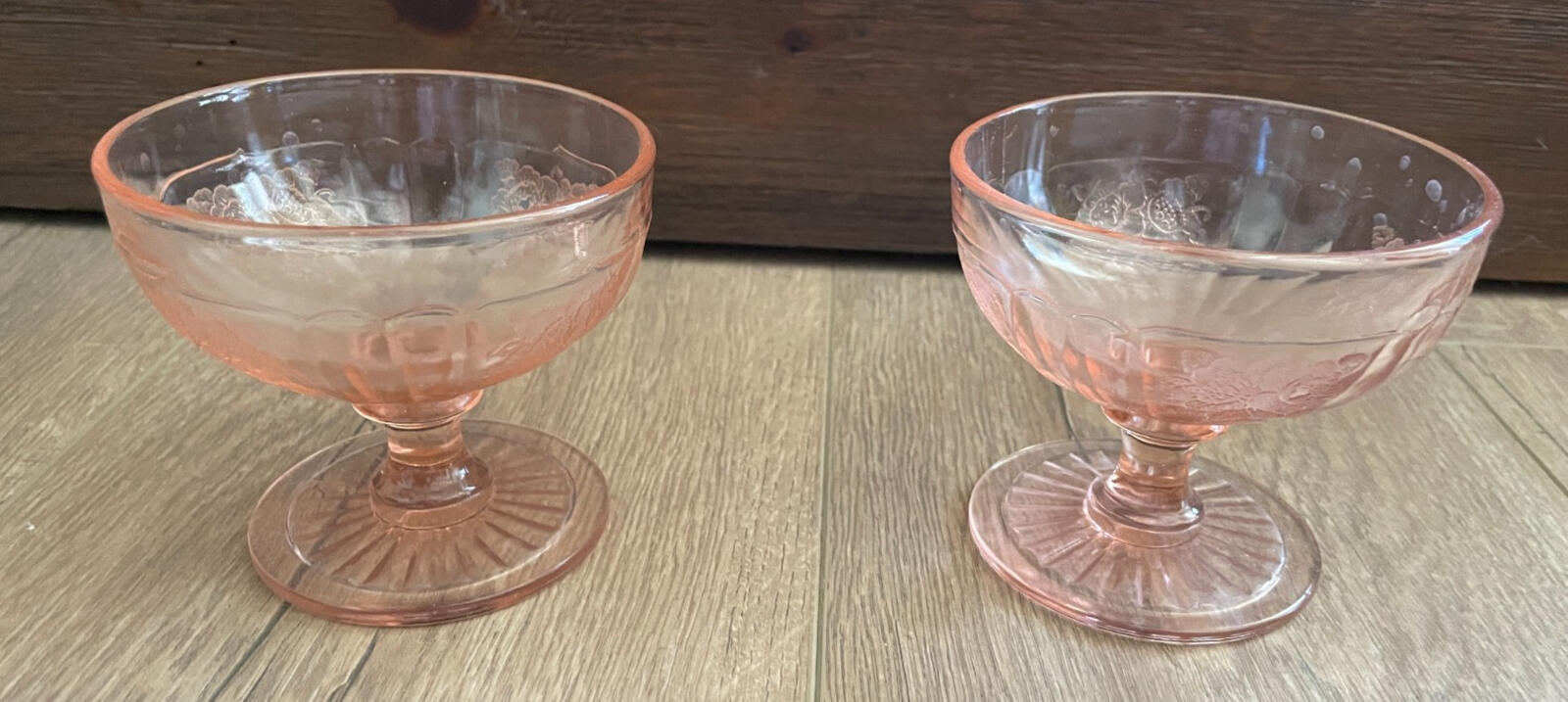 Anchor Hocking Mayfair Open Rose Pink Depression Glass Footed Sherbet Dish