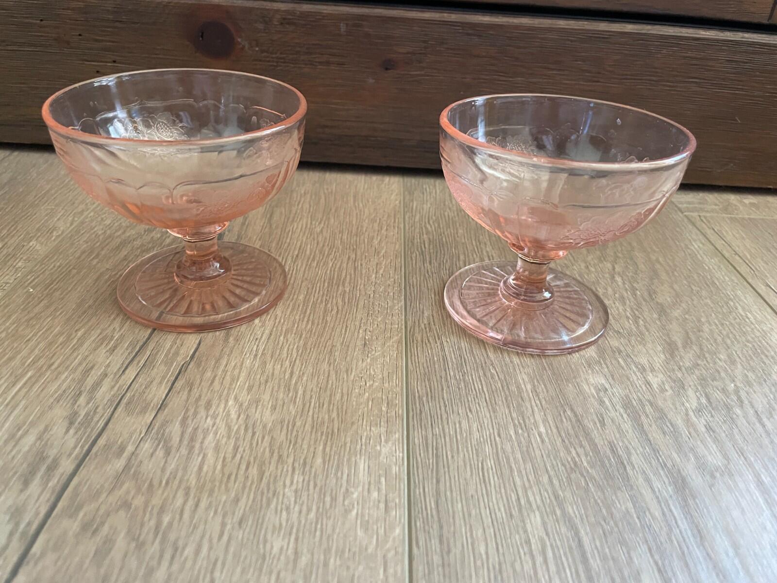 Anchor Hocking Mayfair Open Rose Pink Depression Glass Footed Sherbet Dish - Image 4