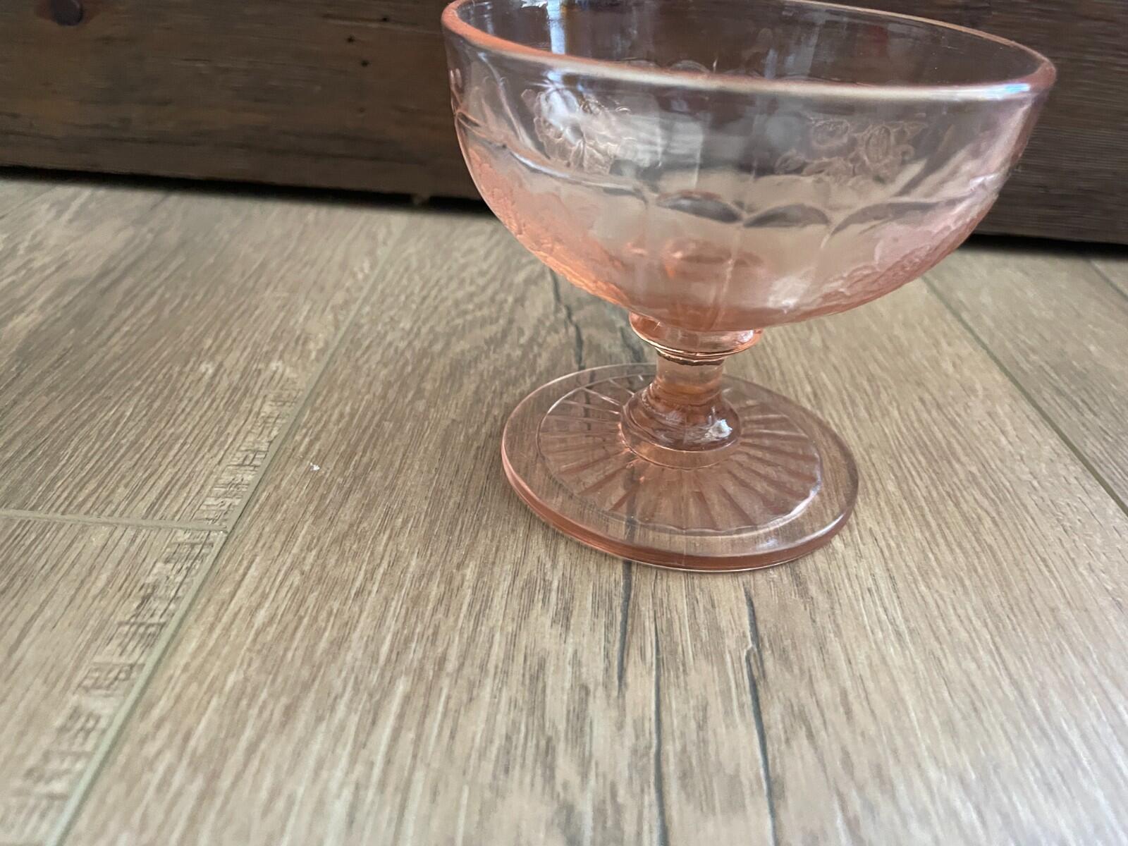 Anchor Hocking Mayfair Open Rose Pink Depression Glass Footed Sherbet Dish - Image 5