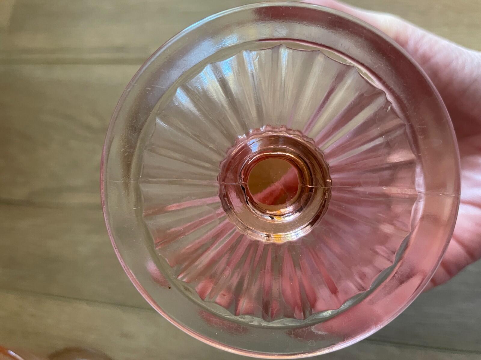 Anchor Hocking Mayfair Open Rose Pink Depression Glass Footed Sherbet Dish - Image 6