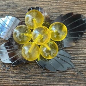 Amber Lucite Grapes Brooch Pin Vintage