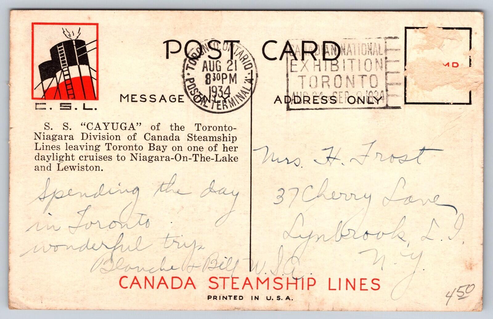 S.S. Cayuga Ship Canada Steamship Lines Postcard - Image 2