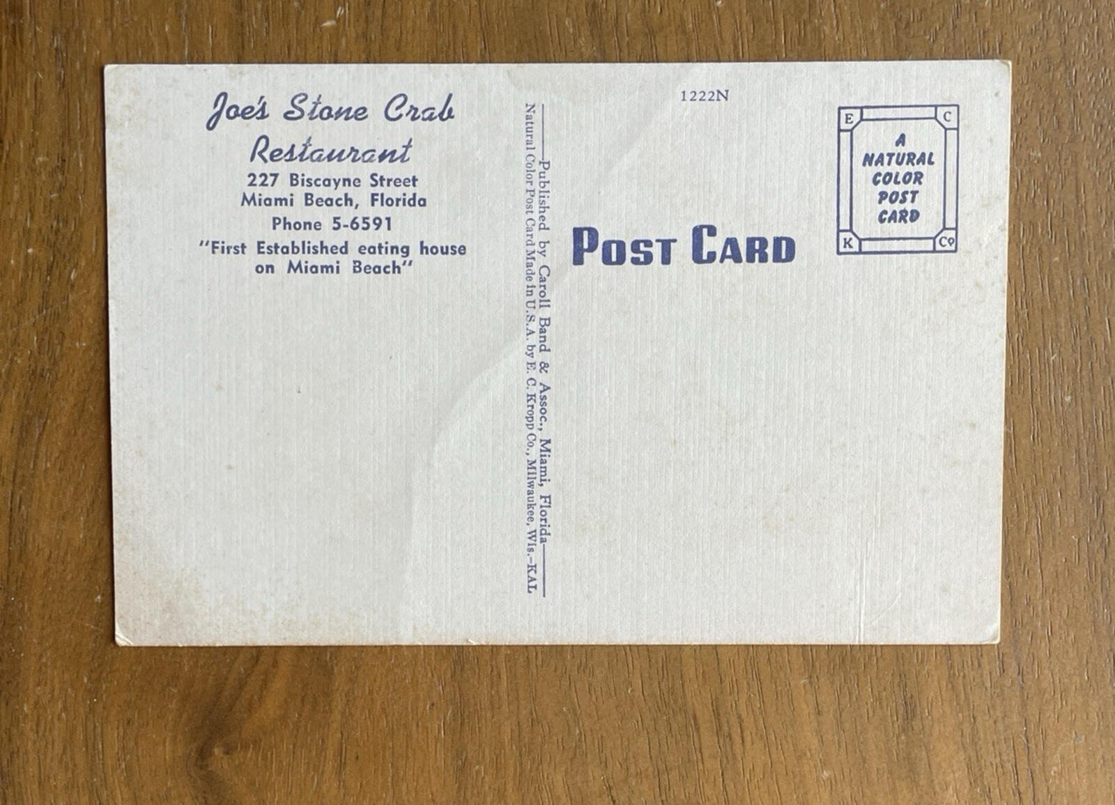 Joe's Stone Crab Restaurant Miami Beach Florida Postcard - Image 5