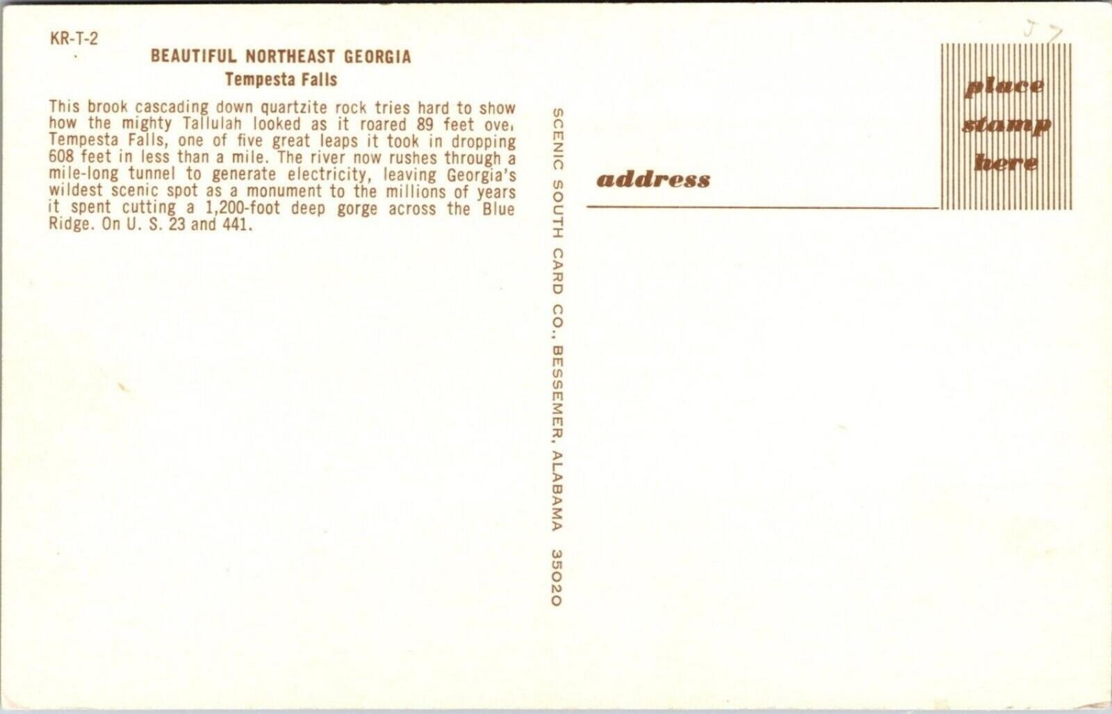 Beautiful Northeast Georgia Tempesta Falls Postcard - Image 2