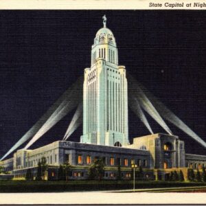 State Capitol At Night Lincoln Nebraska Postcard Posted