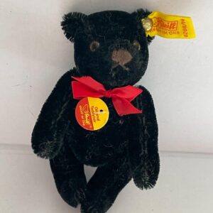 Steiff Black Teddy Bear Chest Tag Germany Mohair 0208/14 Plush Toy Small Bear