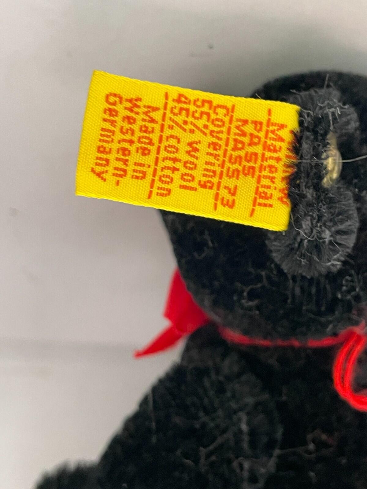Steiff Black Teddy Bear Chest Tag Germany Mohair 0208/14 Plush Toy Small Bear - Image 6