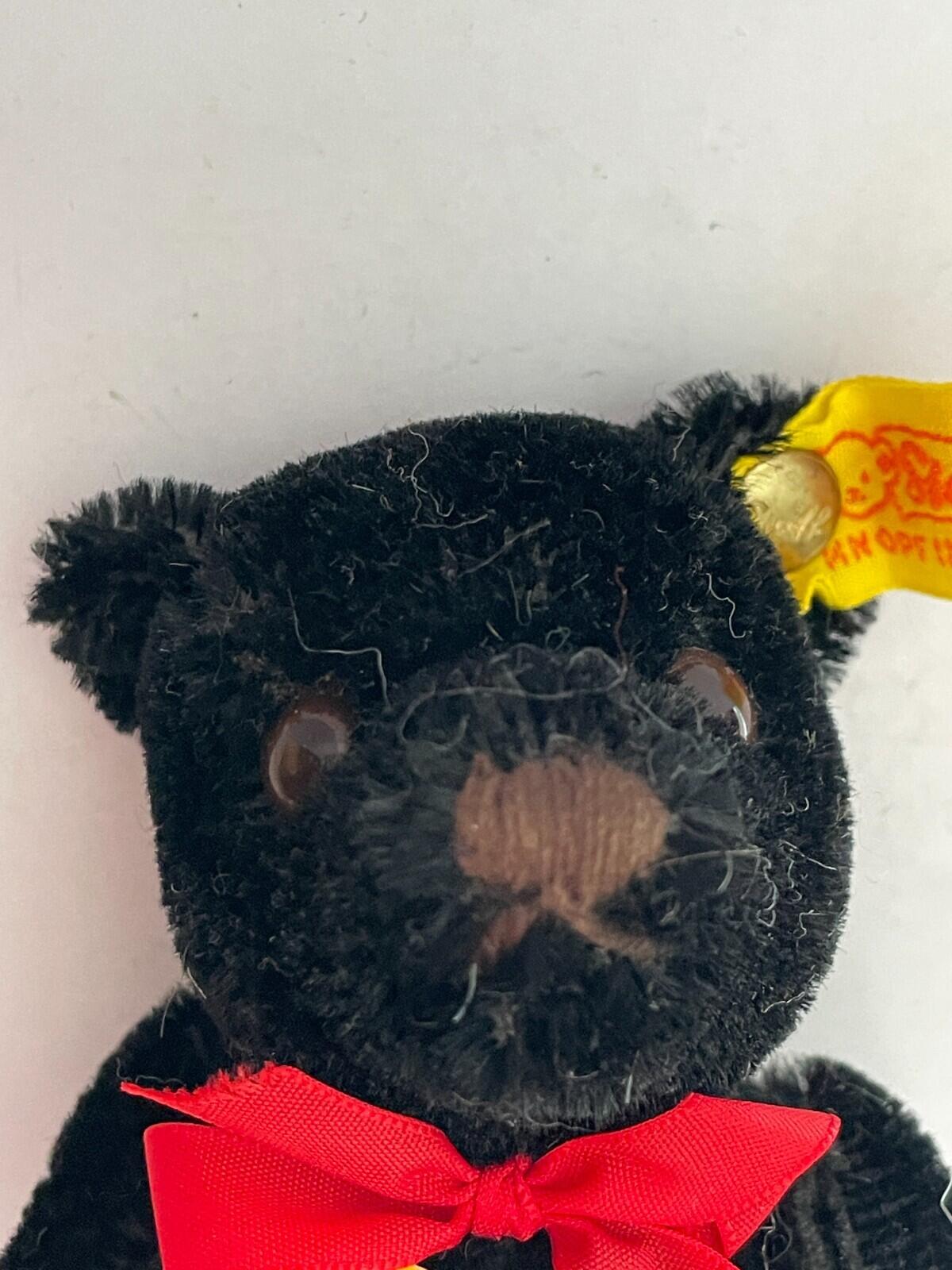 Steiff Black Teddy Bear Chest Tag Germany Mohair 0208/14 Plush Toy Small Bear - Image 9