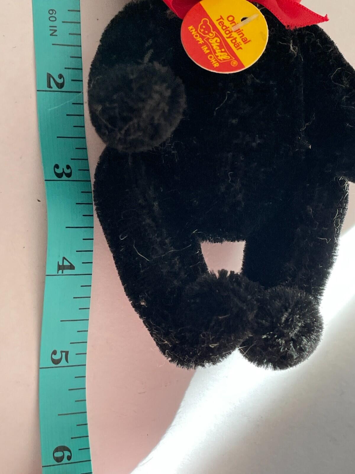 Steiff Black Teddy Bear Chest Tag Germany Mohair 0208/14 Plush Toy Small Bear - Image 11