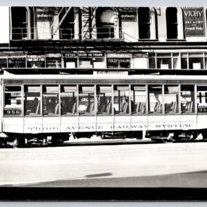 Third Avenue Railway System Trolley Car Postcard RPPC Virzi Violins Sign Vichy