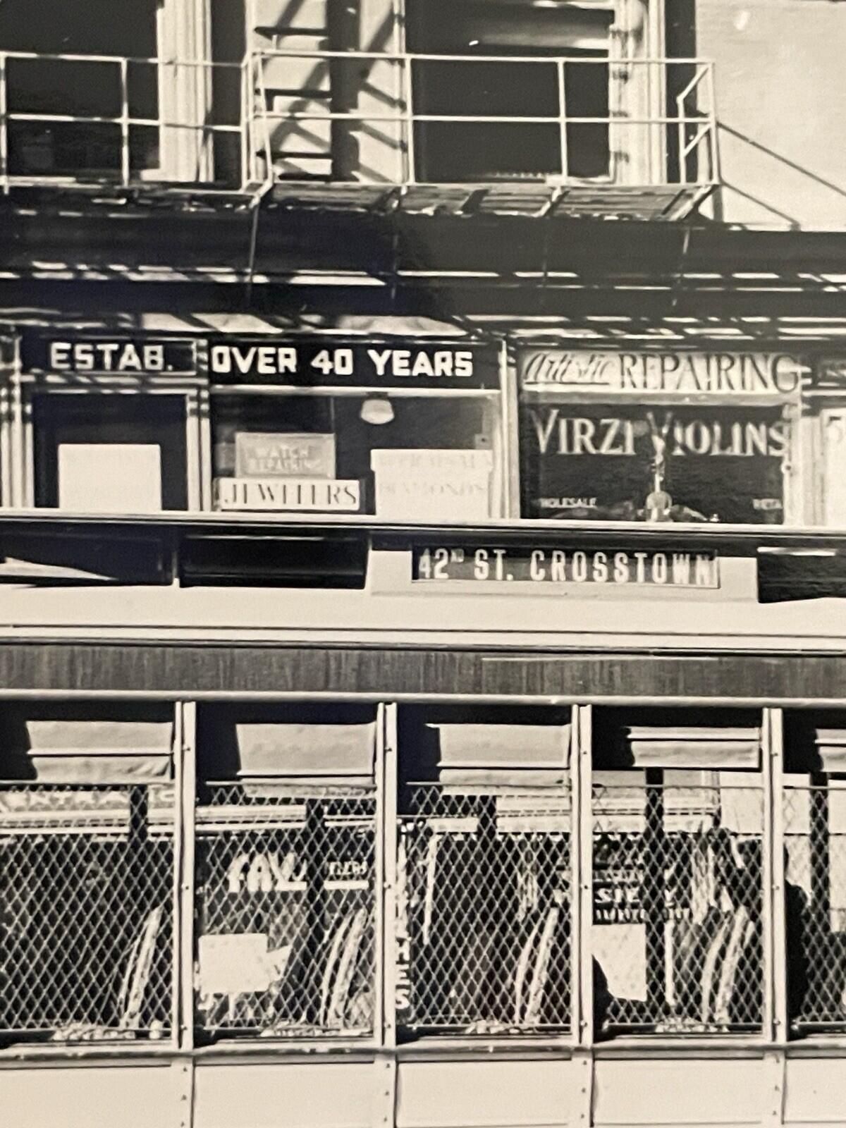 Third Avenue Railway System Trolley Car Postcard RPPC Virzi Violins Sign Vichy - Image 3