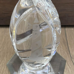 Sullivans Crystal Egg Lighthouse Paperweight Etched 24% Pbo Made In Poland