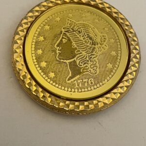 1776 Lady Liberty Faux Gold Coin Pendant Gold Tone