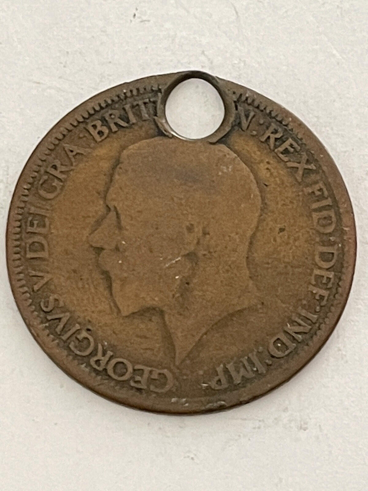 1931 Half Penny Georgivs British Coin Pendant Vintage