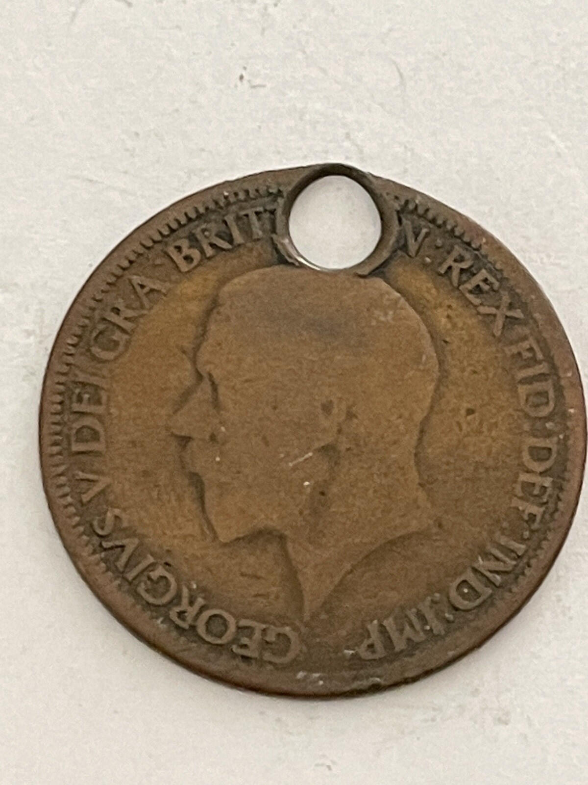 1931 Half Penny Georgivs British Coin Pendant Vintage - Image 2