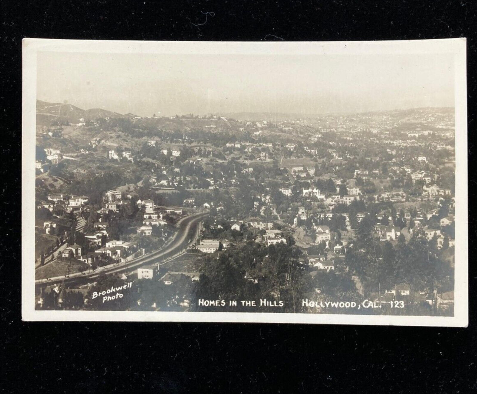 Homes In The Hills Hollywood California RPPC Postcard Brookwell Photo
