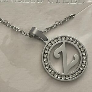 Initial Z Pendant Necklace Letter Z Necklace Silver Tone