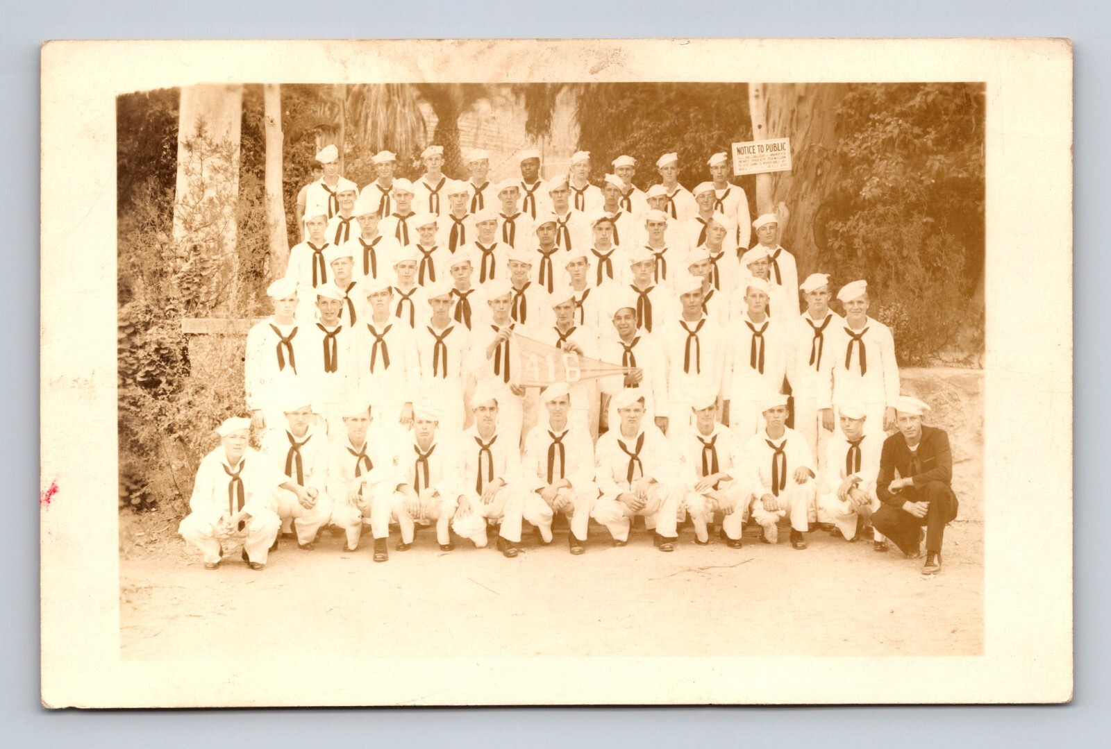 Navy Sailors In Uniform Group Photo Postcard RPPC Vintage Postcard Military Men