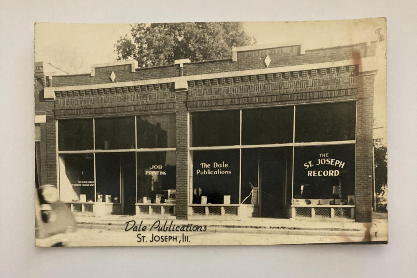 The St. Joseph Record Newspaper Office Dale Publications Illinois RPPC Postcard