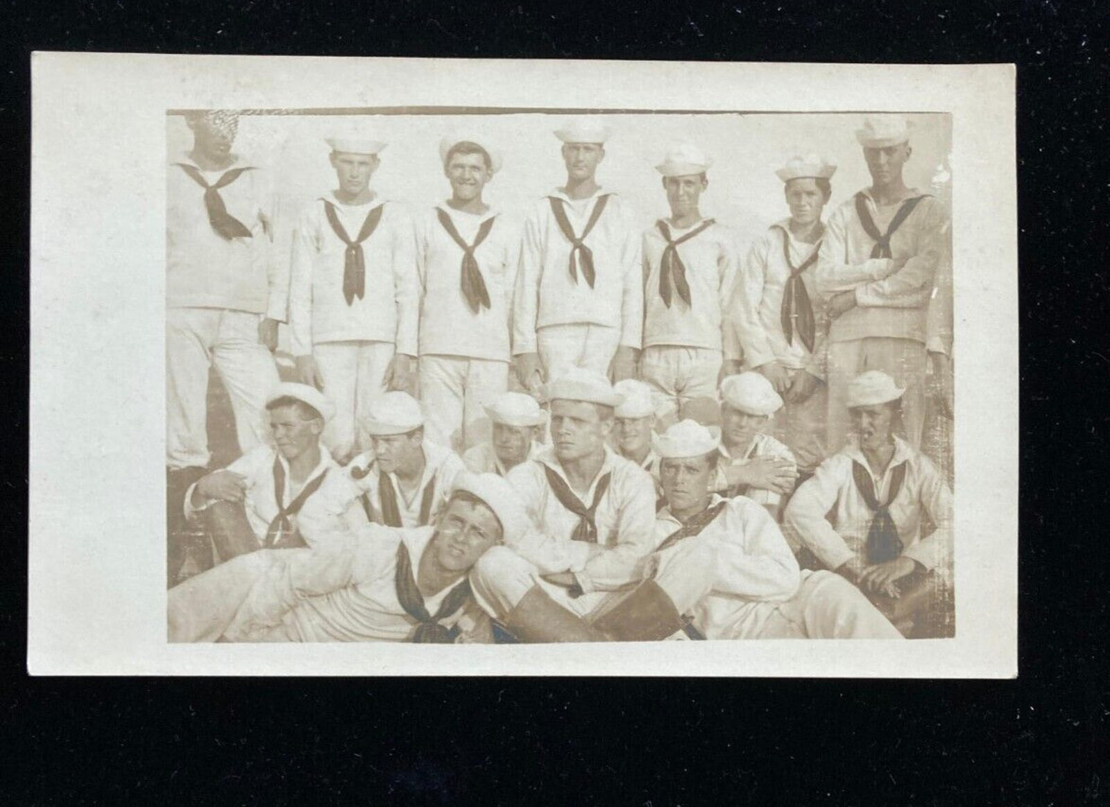 Military Men Navy Sailors In Uniform Group Photo RPPC Postcard