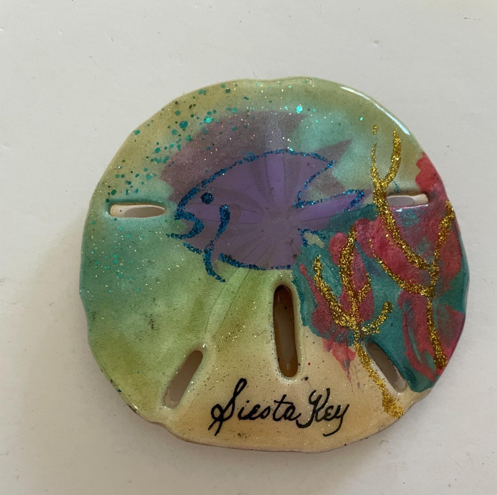 Siesta Key Painted Fish Sand Dollar Magnet