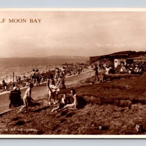 Half Moon Bay Bathing At Heysham RPPC Postcard