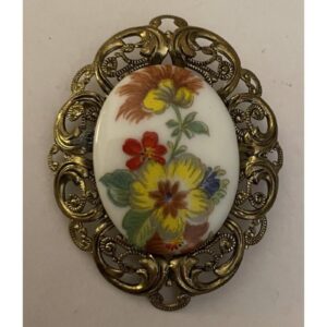 Western Germany Flower Flowers Cameo Brooch Pin Vintage