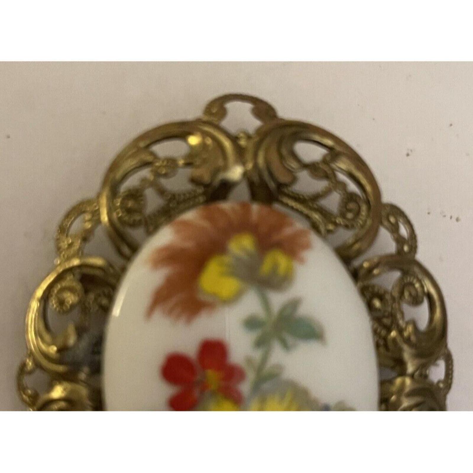 Western Germany Flower Flowers Cameo Brooch Pin Vintage - Image 2
