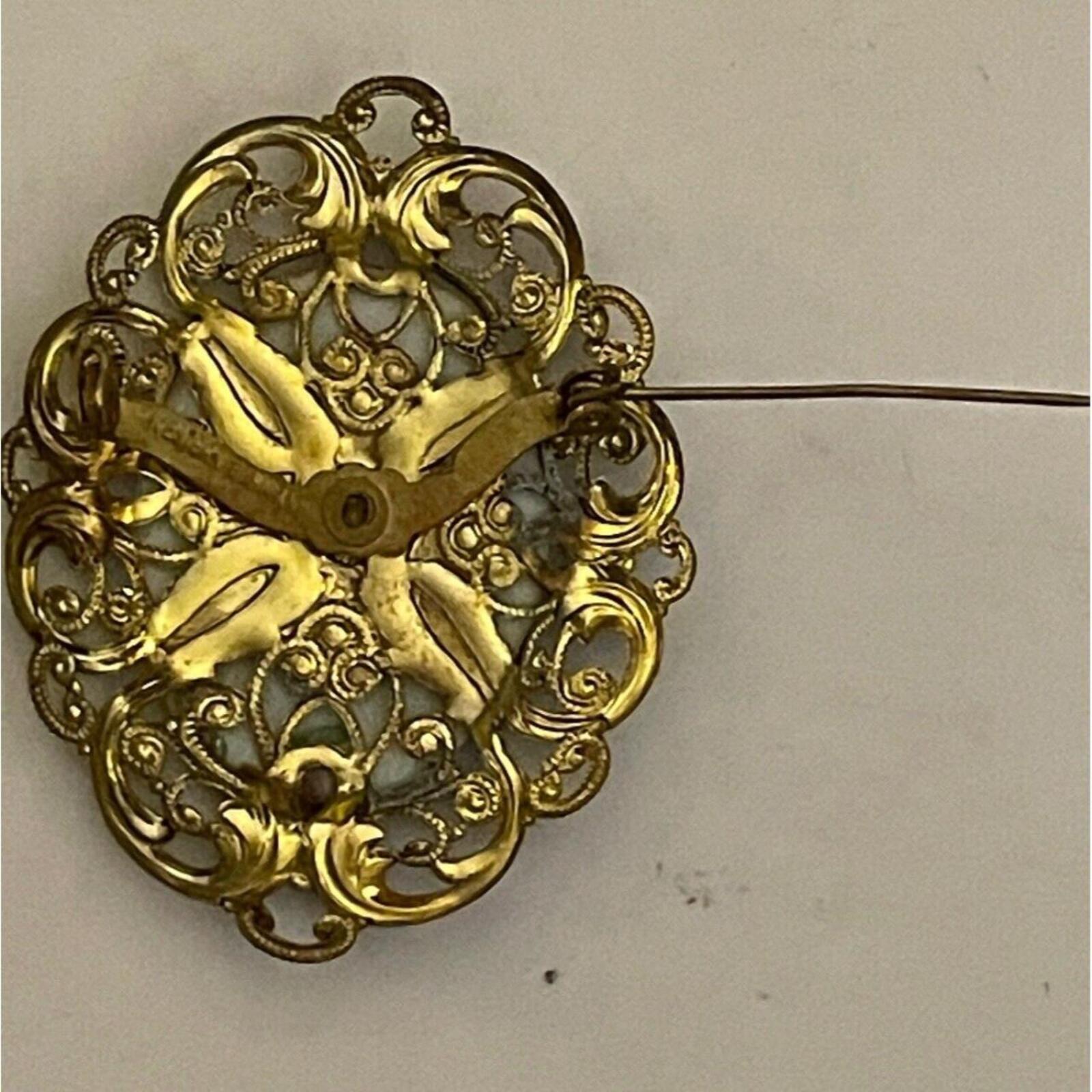 Western Germany Flower Flowers Cameo Brooch Pin Vintage - Image 6