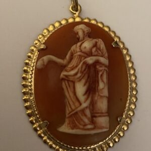 Pink And White Cameo Portrait Roman Greek Woman Standing Cameo Pendant