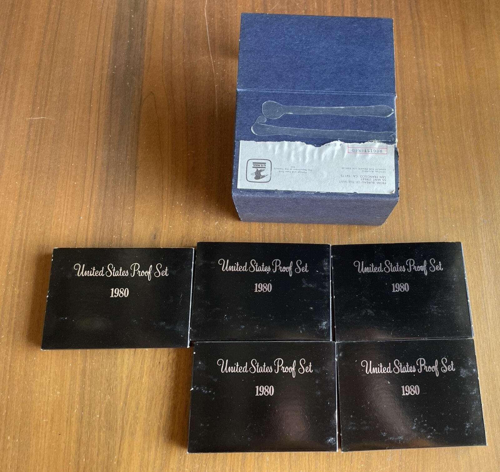 1980 Proof Sets In Original Boxes And Original US Mint Shipping Box Lot Of 5