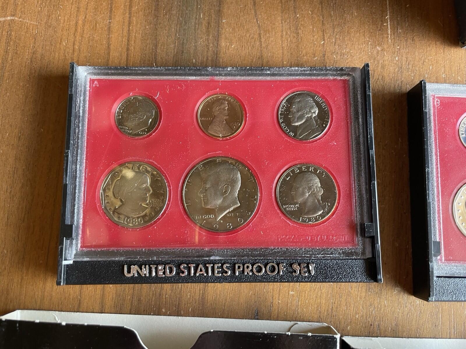 1980 Proof Sets In Original Boxes And Original US Mint Shipping Box Lot Of 5 - Image 10