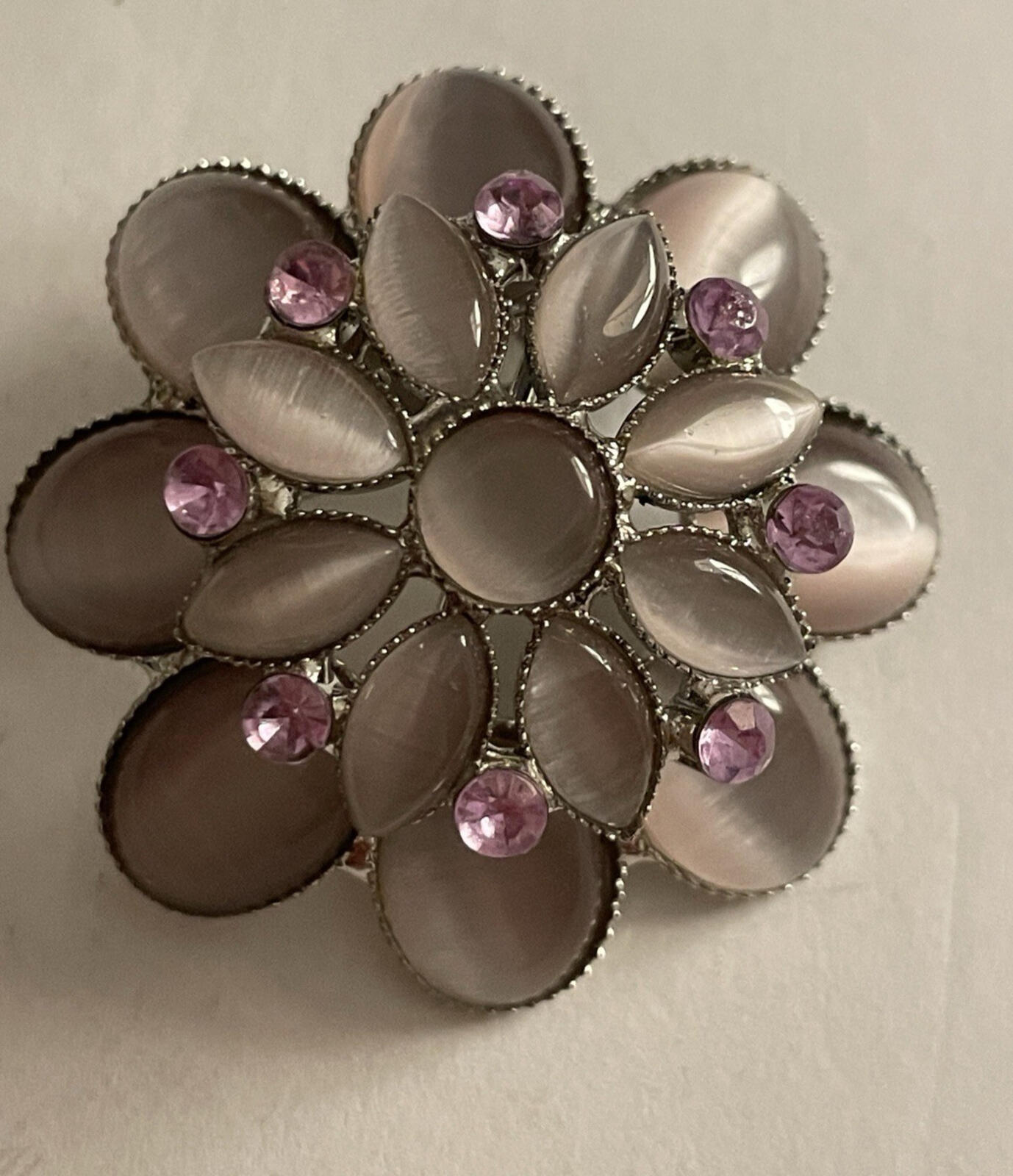 Lavender Gemstone Purple Flower Brooch Pin