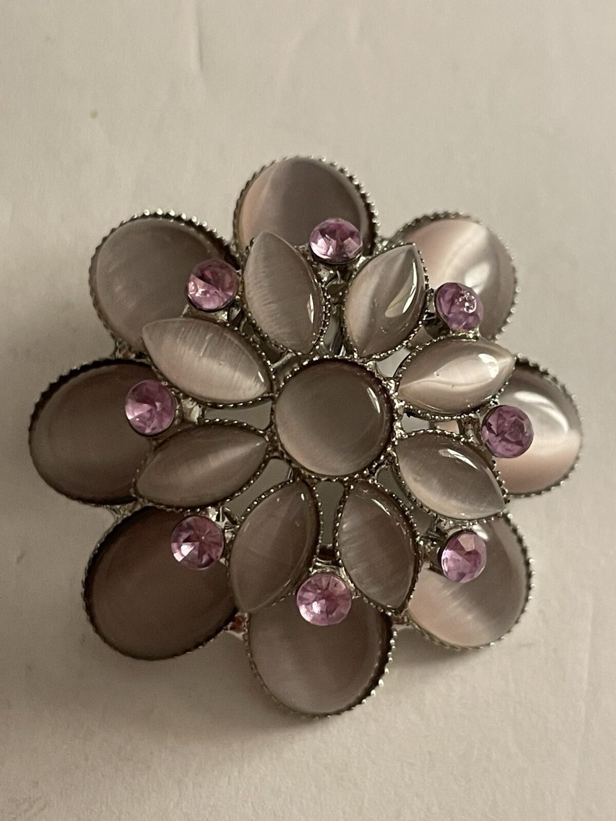 Lavender Gemstone Purple Flower Brooch Pin - Image 5