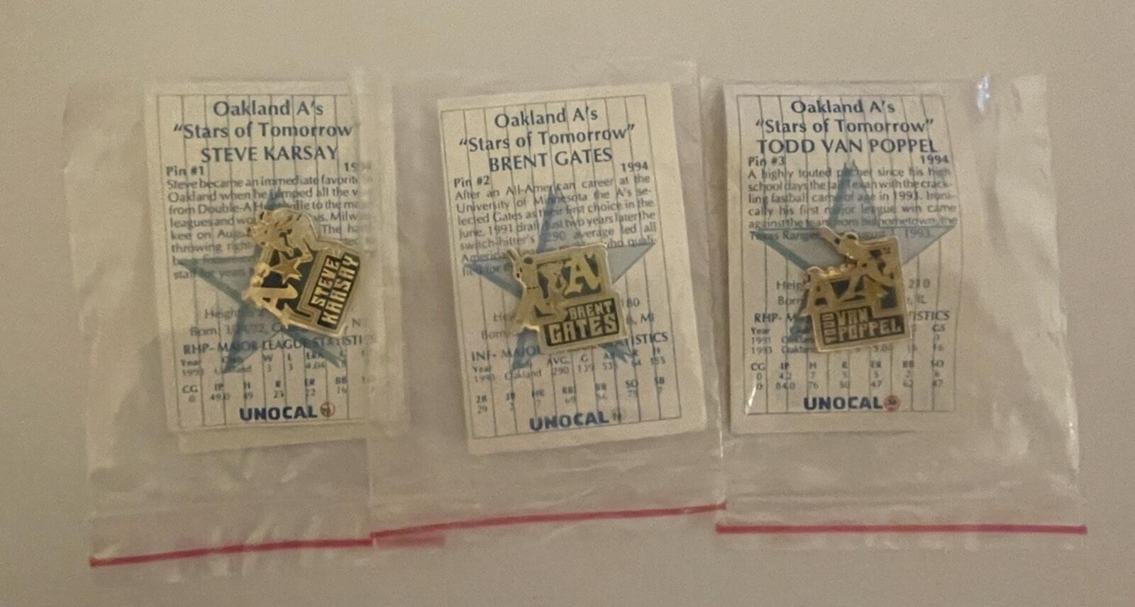 Oakland A's Athletics Baseball Stars Of Tomorrow Unocal 76 Pins Lot Of 3