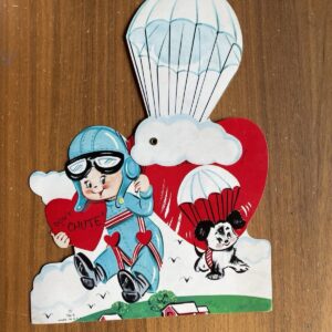 Valentine Card Boy Parachute Dropping With Dog Mechanical Valentine Card