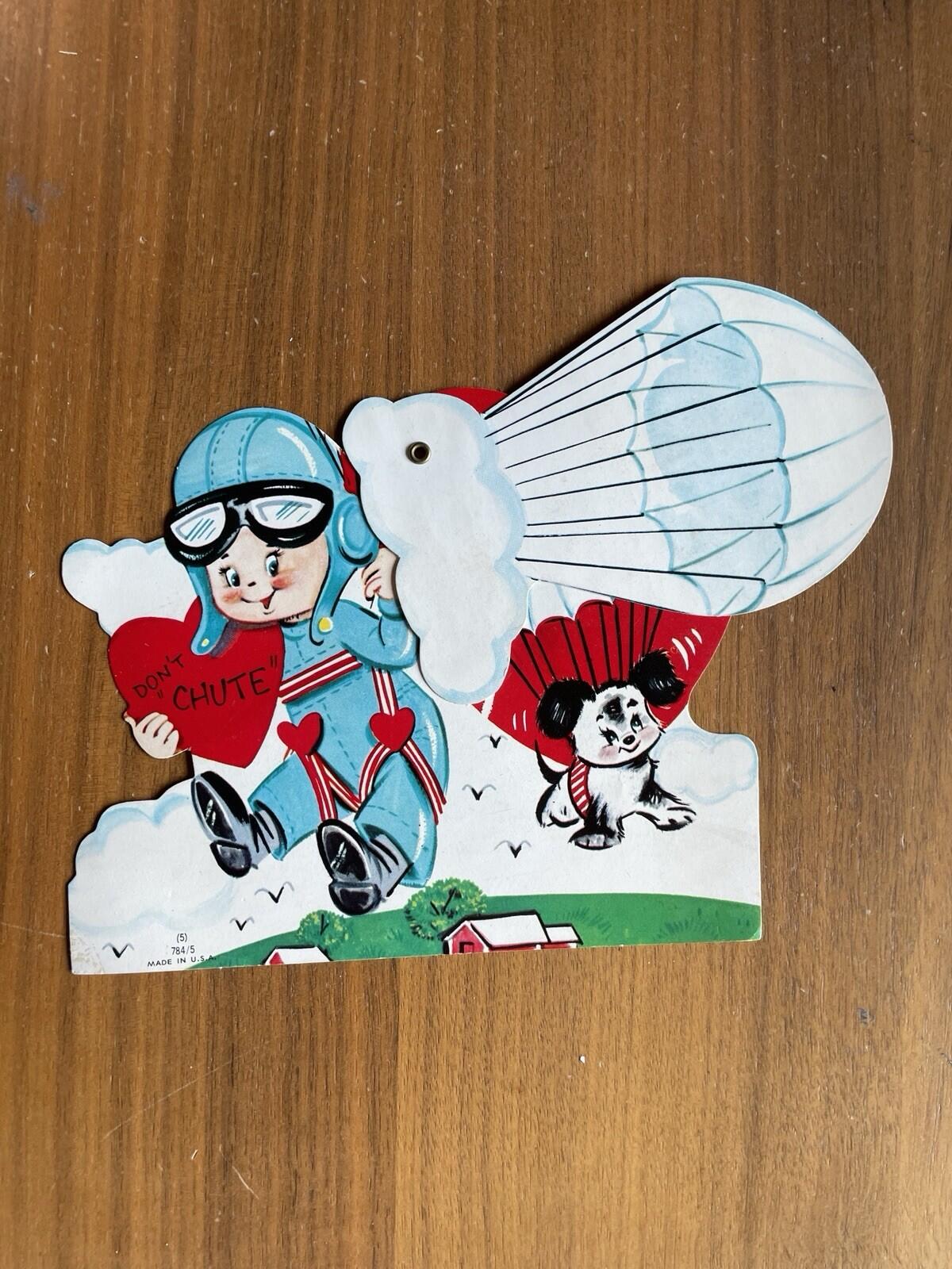 Valentine Card Boy Parachute Dropping With Dog Mechanical Valentine Card - Image 2