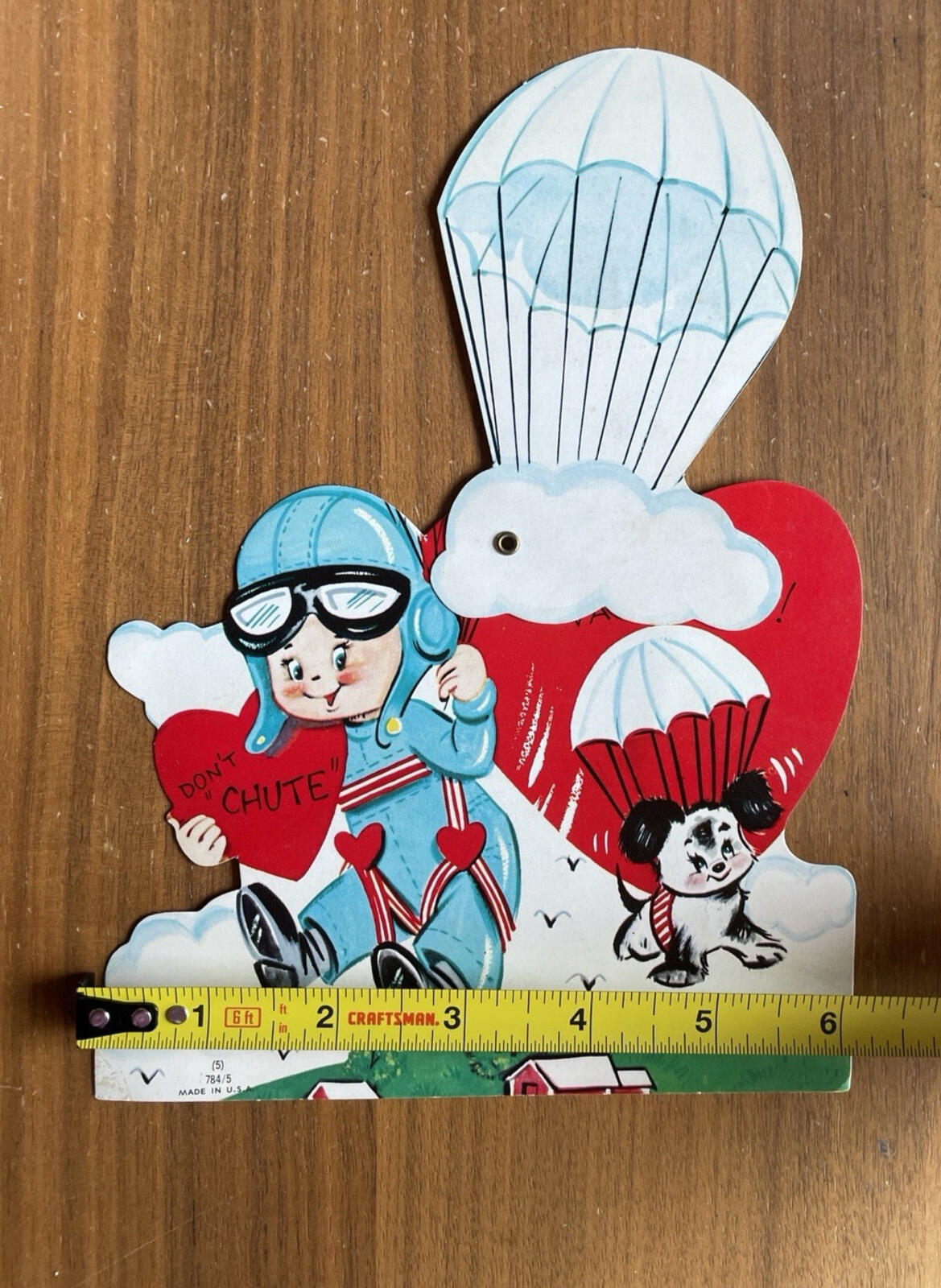 Valentine Card Boy Parachute Dropping With Dog Mechanical Valentine Card - Image 4