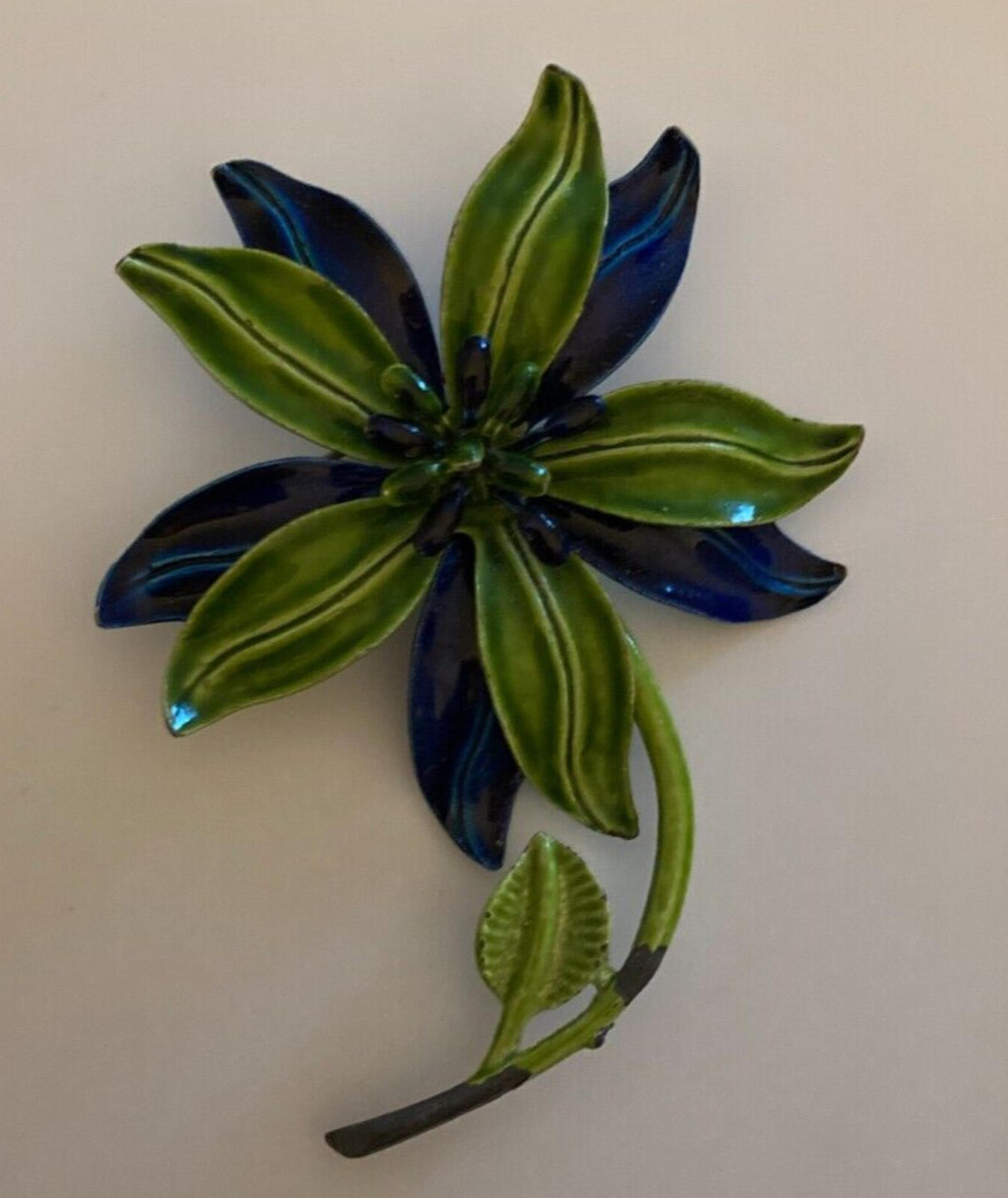 Blue And Green Flower Brooch Pin