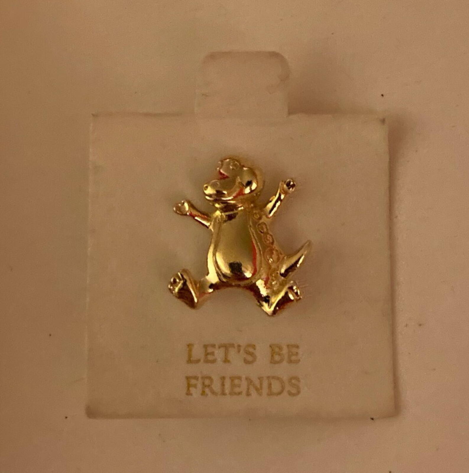Barney The Dinosaur Pin TV Cartoon Character Star Let's Be Friends