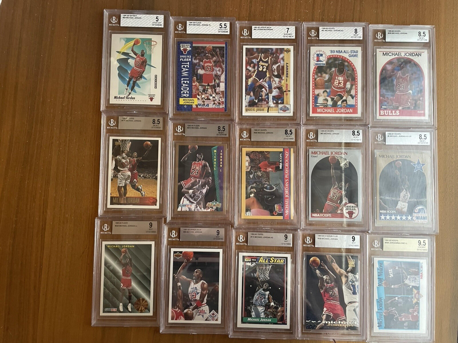 Michael Jordan BGS Graded Basketball Card Lot Of 15 Grades 5 - 9.5