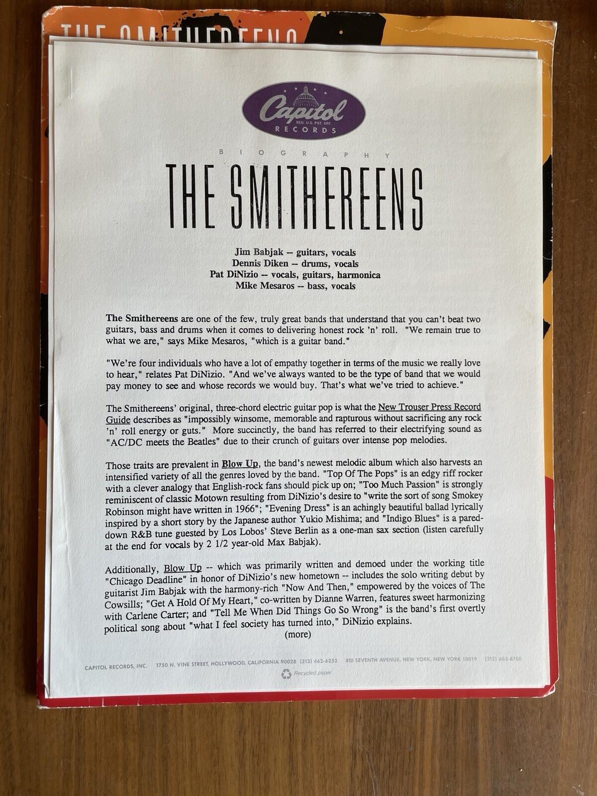 The Smithereens Band Signed Autographed Publicity Packet Diken Mesaros DiNizio - Image 9
