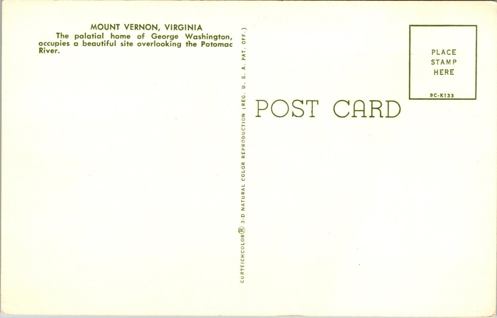Mount Vernon Virginia The Palatial Home Of George Washington Postcard - Image 2