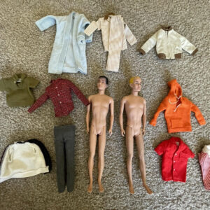 Vintage Barbie Doll Vintage Ken Dolls Lot Brunette Flocked Hair 1960's Clothes