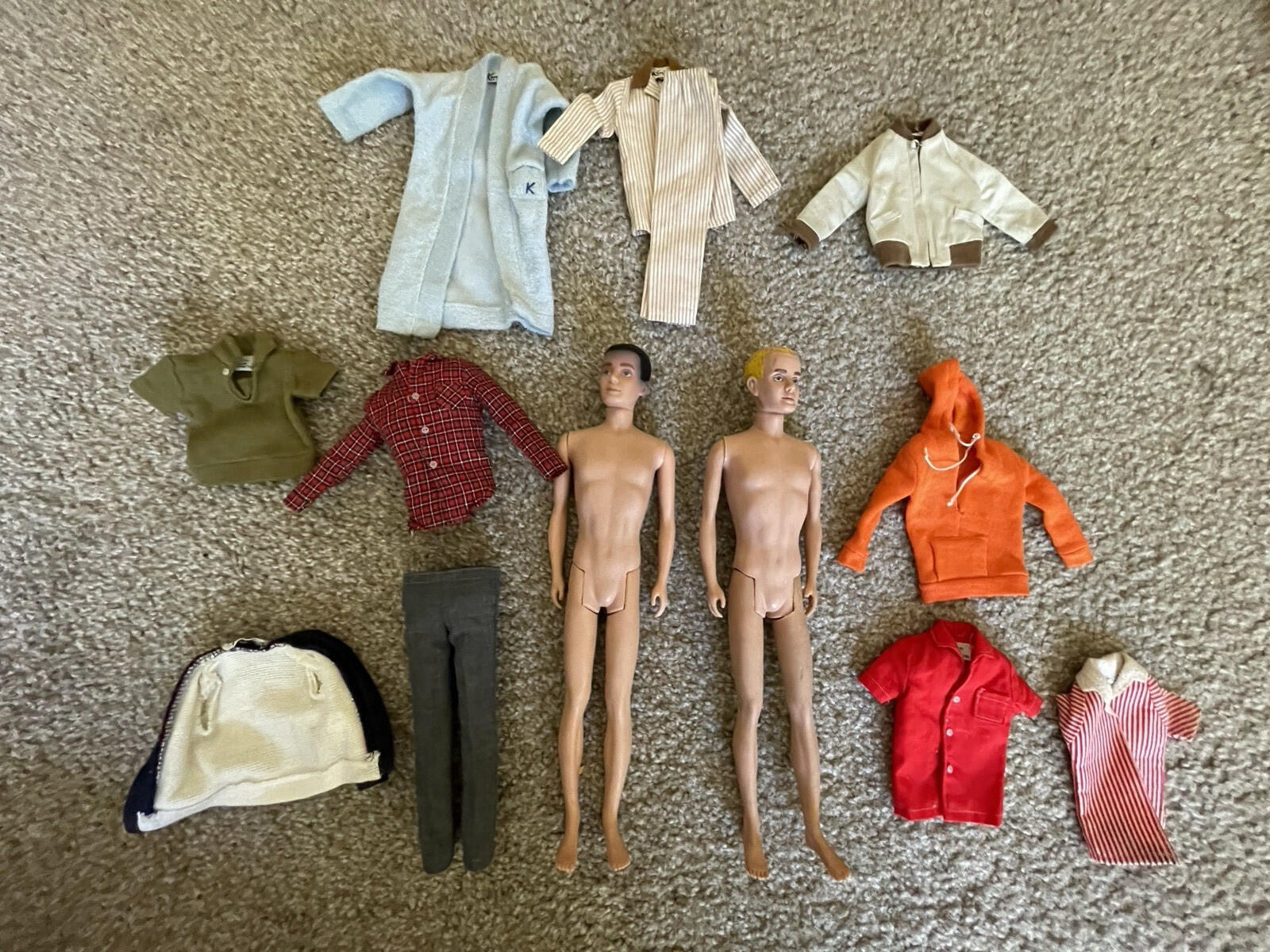 Vintage Barbie Doll Vintage Ken Dolls Lot Brunette Flocked Hair 1960's Clothes