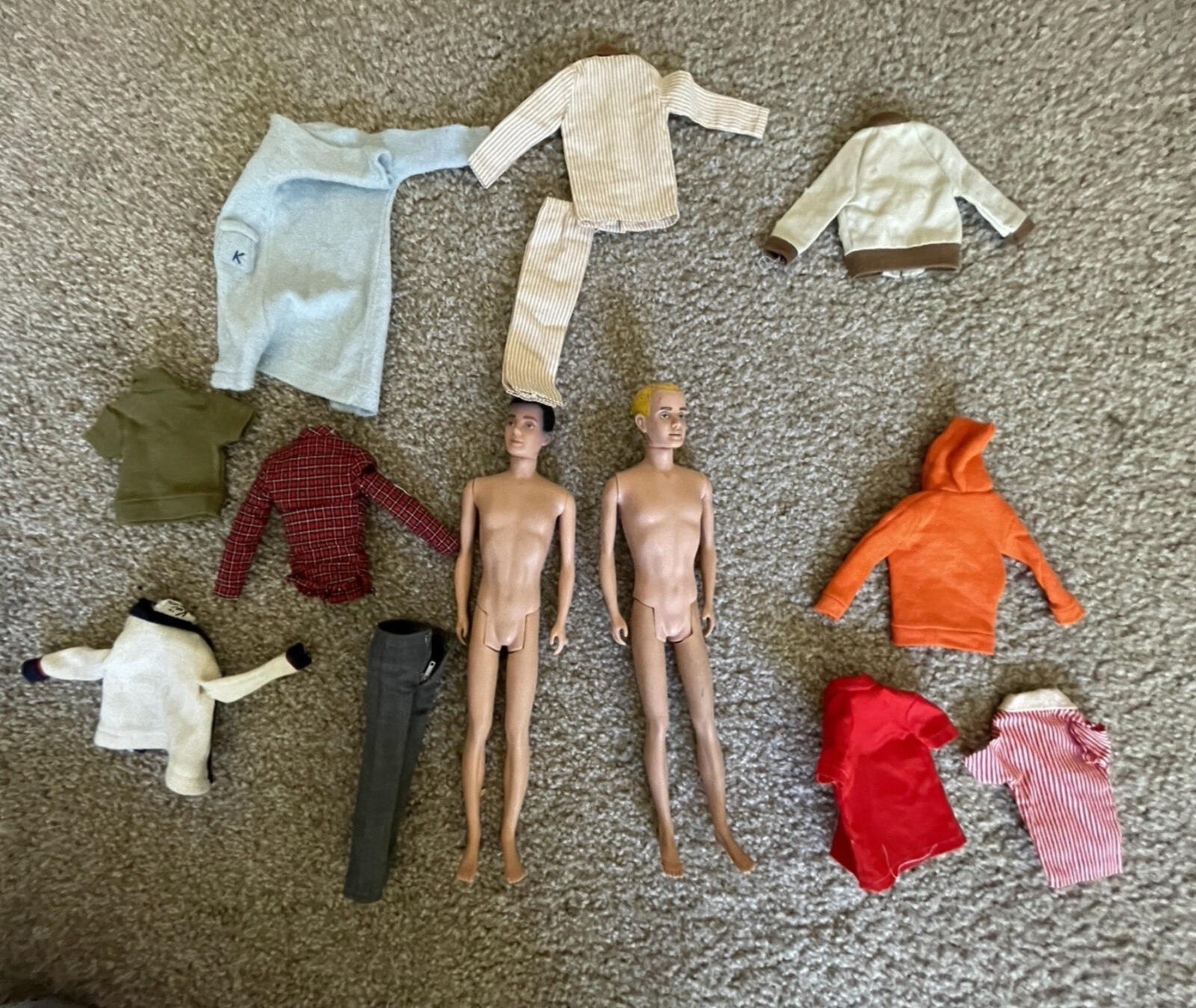 Vintage Barbie Doll Vintage Ken Dolls Lot Brunette Flocked Hair 1960's Clothes - Image 2
